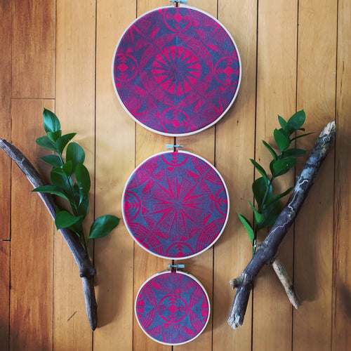 Set of Three Embroidery Hoops-Wall Art