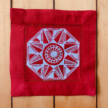 Load image into Gallery viewer, Red Cotton/Linen Blend Set of Four Coasters