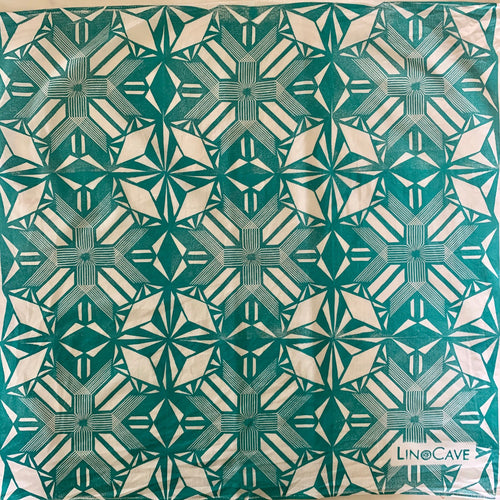 Lightweight Turquoise and White Hand Block Printed Bandana
