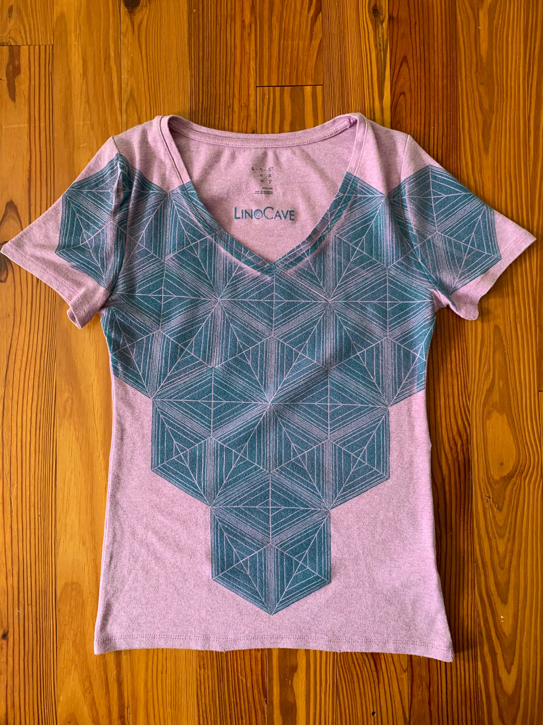 Hand Block Printed Upcycled Women’s T-shirt - Medium
